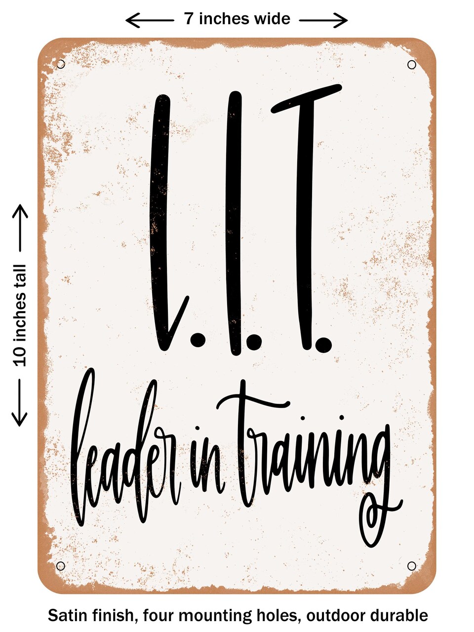 DECORATIVE METAL SIGN - Leader In Training - Vintage Rusty Look